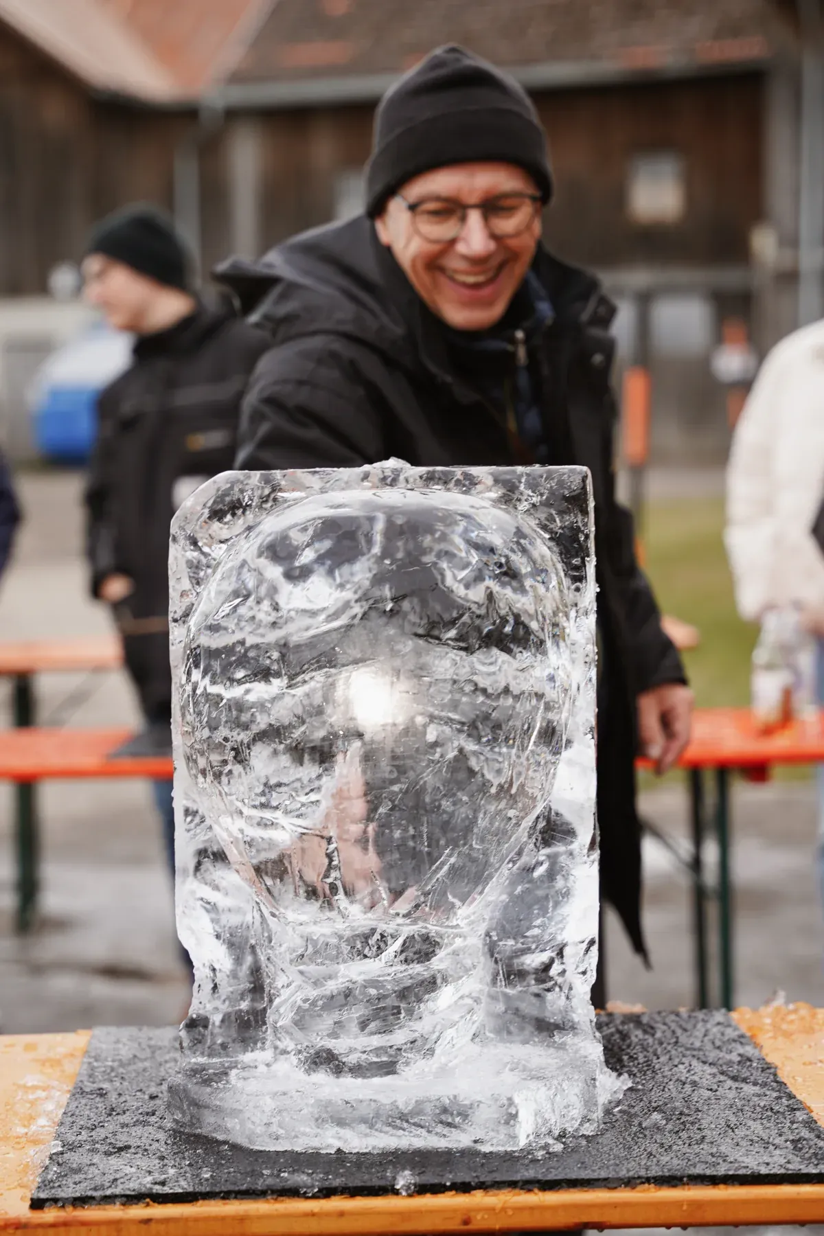 Eisskulptur bei einer Veranstaltung