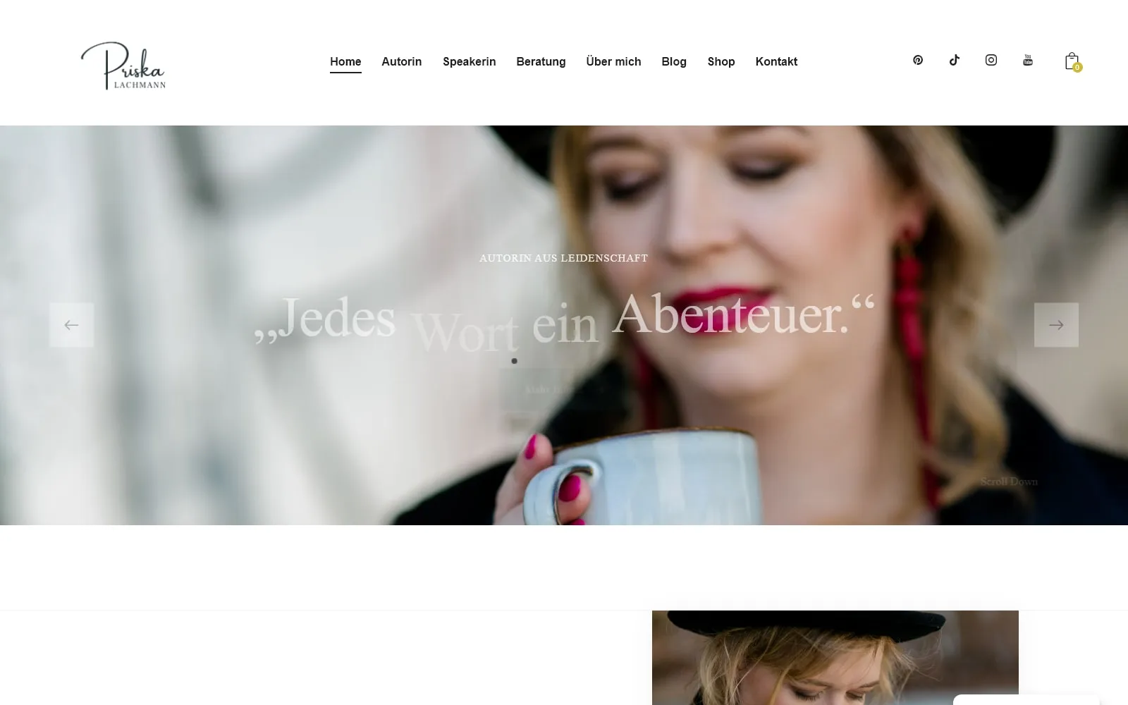 Screenshot der Startseite von Priska Lachmann